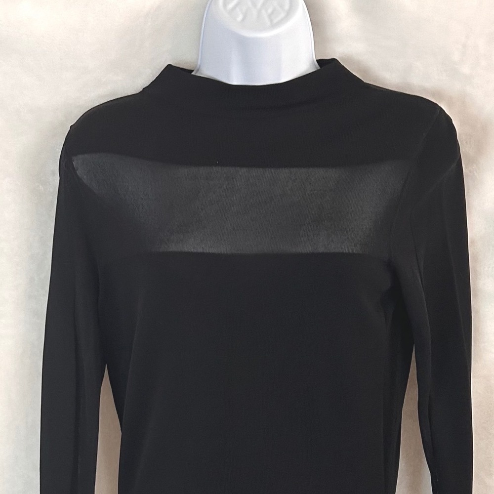 NWOT Stockholm Atelier & Other Stories Black Mock Neck Mesh Panel Knit Dress M - Picture 2 of 7